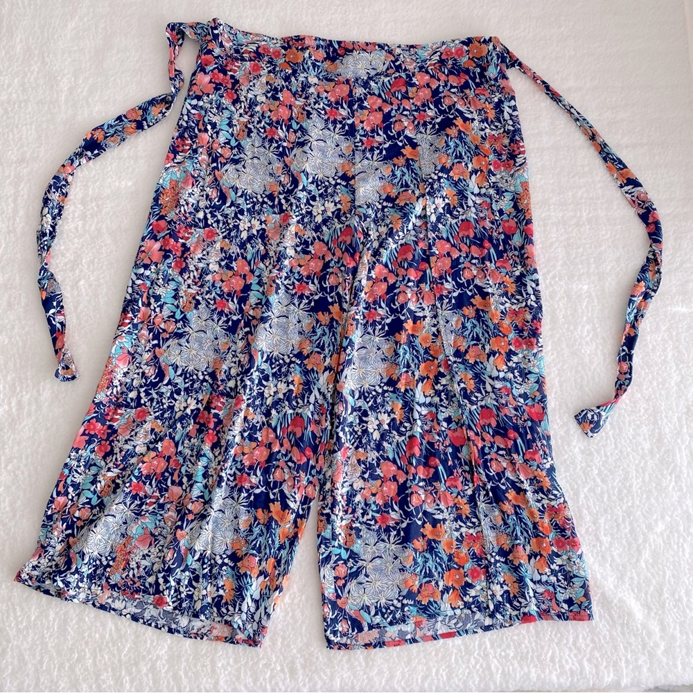 Tribal Sport Womens Floral Printed Cover-Up Pants With Sash, Multi Color, XL